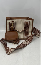 Load image into Gallery viewer, Steve Madden Womens White Brown Detachable Strap Crossbody Bag
