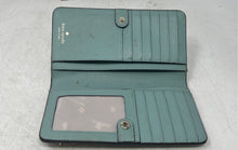 Load image into Gallery viewer, Kate Spade New York Womens Turquoise Embroidered Leather Card Slot Bifold Wallet

