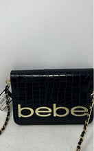 Load image into Gallery viewer, Bebe Womens Fabiola Black Crocodile-Stamped Chain Strap Crossbody Bag With Tags
