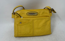Load image into Gallery viewer, Rosetti Womens Yellow Faux Leather Multi Pocket Zip Top Crossbody Handbag

