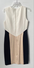 Load image into Gallery viewer, Ann Taylor Womens Beige Black Sleeveless Crew Neck Back Zip Sheath Dress Size 8

