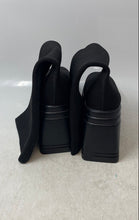 Load image into Gallery viewer, Womens Black Knitted Round Toe Pull-On Block Knee-High Booties Size 37
