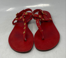 Load image into Gallery viewer, Authentic Tory Burch Womens Red Leather Studded Buckle Thong Sandals Size 7.5M
