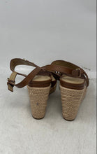Load image into Gallery viewer, Michael Kors Womens Farrah Brown Leather Wedge Espadrille Sandals Size 7.5M
