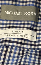 Load image into Gallery viewer, Michael Kors Mens Multicolor Plaid Slim Fit Stretch Dress Shirt Size L 16 1/2
