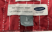 Load image into Gallery viewer, Old Navy Mens White Red Striped Cotton Classic Fit Button-Up Shirt Size Large
