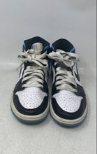 Load image into Gallery viewer, Nike Womens Air Jordan 1 Mid White Blue Black Lace-Up Sneaker Shoes Size 8.5
