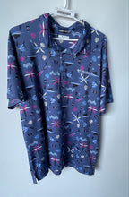 Load image into Gallery viewer, Columbia Mens Blue Printed PFG Super Slack Tide Stretch Polo Shirt Size Large

