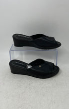 Load image into Gallery viewer, Piccadilly Womens Black Leather Open Toe Wedge Heel Slip-On Slide Sandals Size 5
