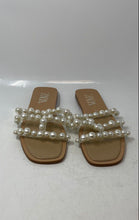 Load image into Gallery viewer, Zara Womens Beige White Pearl Embellished Open Toe Slip-On Slide Sandals Size 40
