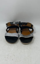 Load image into Gallery viewer, Trask Womens Black Silver Leather Open Toe Flat Slingback Sandals Size 7.5M
