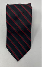 Load image into Gallery viewer, Christian Dior Mens Black Red Striped Embroidered Logo Adjustable Designer Tie
