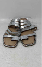 Load image into Gallery viewer, Donald Pliner Womens Silver Square Toe Flat Slide Sandals Size 9
