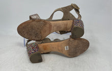 Load image into Gallery viewer, Daniele Ancarani Womens Beige Glitter Block Heel Slingback Sandal Size EUR 35
