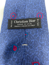 Load image into Gallery viewer, Christian Dior Mens Blue Paisley Print Silk Adjustable Long Formal Designer Tie
