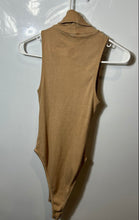 Load image into Gallery viewer, Zara Womens Khaki Turtleneck Sleeveless Snap Bodysuit Blouse Top Size Small
