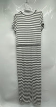 Load image into Gallery viewer, Michael Kors Womens Gray White Striped Drawstring Waist Slit Maxi Dress Size S
