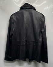 Load image into Gallery viewer, Anne Klein Womens Black With A Brown Faux Fur Collar Leather Jacket Size Medium
