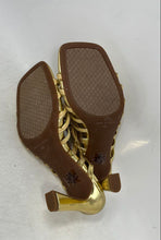 Load image into Gallery viewer, Jessica Simpson Womens Alimar Gold Block Heel Slip-On Strappy Sandals Size 7.5M
