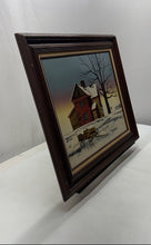 Load image into Gallery viewer, Winter Barn On Canvas Collectible Lakehouse Framed Painting By H.Hargrove
