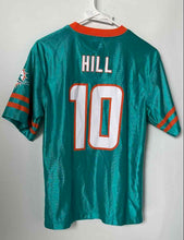 Load image into Gallery viewer, NFL Team Apparel Boys Aqua Orange Miami Dolphins Tyreek Hill #10 Jersey Size XL

