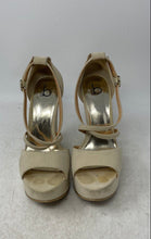Load image into Gallery viewer, Bakers Womens Beige Peep Toe Adjustable Strap Wedge Heel Platform Sandals Sz 7M
