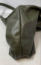 Load image into Gallery viewer, Neiman Marcus Womens Green Leather Double Handle Slouchy Shoulder Tote Bag
