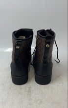 Load image into Gallery viewer, Michael Kors Womens Haskell Brown And Black Monogram Lace-Up Combat Boots Size 2
