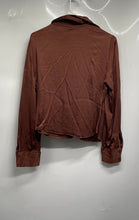 Load image into Gallery viewer, Zara Womens Brown Long Sleeve Collared Button Front Blouse Top Size Large
