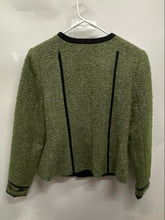 Load image into Gallery viewer, Kerry Moss Womens Green And Black Long Sleeve Collarless Blazer Jacket Size M
