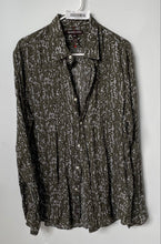 Load image into Gallery viewer, Michael Kors Mens Green White Printed Classic Fit Button-Up Shirt Size L
