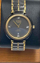 Load image into Gallery viewer, Authentic Benrus Women's Gold-Tone Black Quartz Dress Watch
