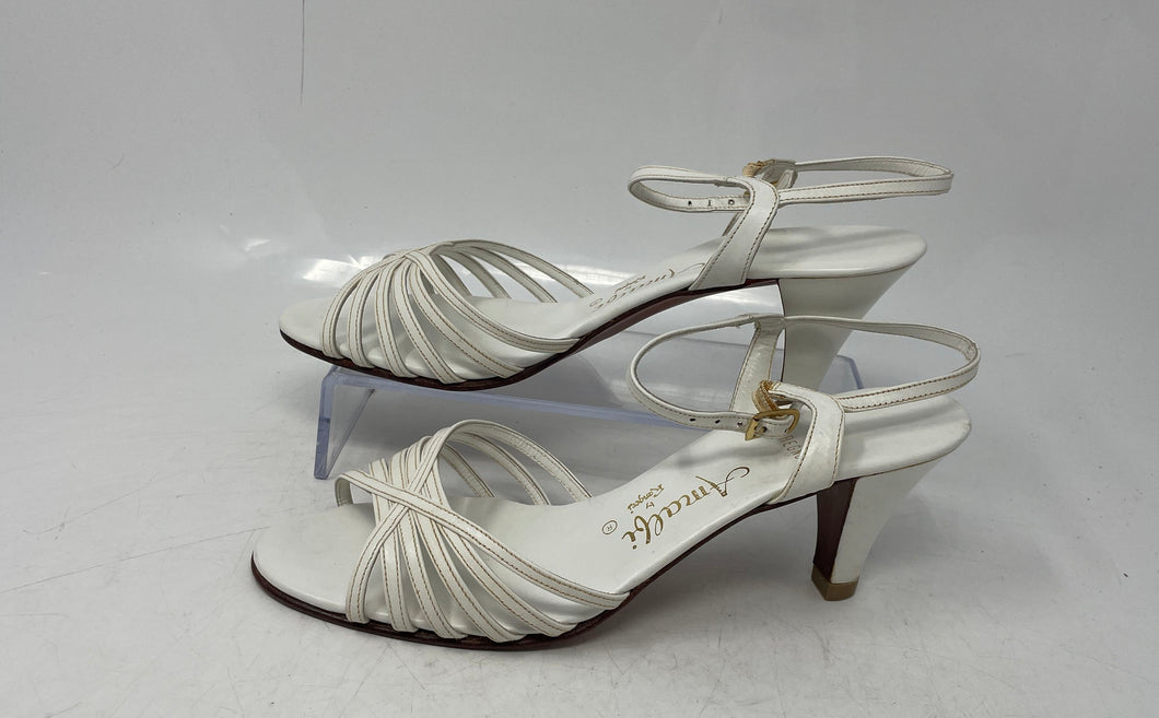 Amalfi By Rangoni Womens White Open Toe Strappy Sandals Shoes Size 6.5M