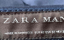 Load image into Gallery viewer, Zara Mens Blue Flat Front Slash Pockets Straight Leg Dress Pants Size 32
