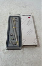 Load image into Gallery viewer, Executive Metallic Gray Gold Trim Laser Pointer Pen Box Presentation Untested
