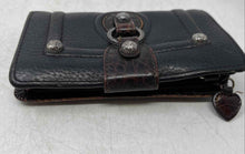 Load image into Gallery viewer, Unbranded Womens Black Dark Brown Leather ID Window Flap Bifold Wallet
