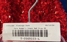 Load image into Gallery viewer, Zara Womens Red Sequin Spaghetti Strap Midi A-Line Dress Size XS With Tag
