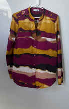 Load image into Gallery viewer, Calvin Klein Womens Multicolor Abstract Print Roll Tab Sleeve Blouse Top Size S
