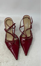 Load image into Gallery viewer, Bruno Magli Womens Red Adjustable Buckle Pointed Toe Slingback Heels Size EUR 35
