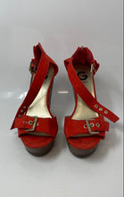 Load image into Gallery viewer, Guess Womens Orange Open Toe Buckle High Block Platform Heels Size 8.5
