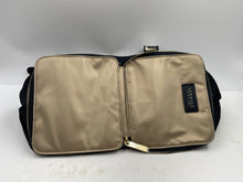 Load image into Gallery viewer, Versace Parfums Womens Black Gold Double Strap Folding Tote Handbag Stained
