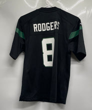 Load image into Gallery viewer, Nike Boys Black NFL New York Jets Aaron Rodgers #8 Football Jersey Size L 14/16
