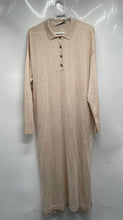 Load image into Gallery viewer, Zara Womens Beige Spread Collar Long Sleeve Side Slit Polo Dress Sz M With Tags
