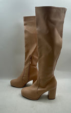 Load image into Gallery viewer, Charlotte Russe Womens Cream Block Heel Side-Zip Knee-High Riding Boots Size 9
