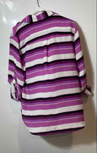 Load image into Gallery viewer, New York &amp; Company Womens Multicolor Striped Print Button-Up Shirt Size L
