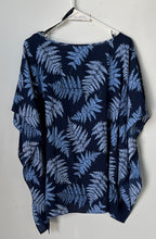 Load image into Gallery viewer, Michael Kors Womens Blue Leaf Printed Kaftan Sleeve Poncho Top Size S/M
