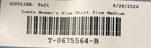 Load image into Gallery viewer, Guess Womens Blue Short Roll-Tab Sleeve Collared Button-Up Shirt Size Medium
