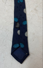 Load image into Gallery viewer, Enrico Coveri Mens Navy Blue Geometric Silk Keeper Loop Adjustable Pointed Tie
