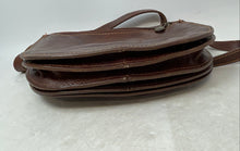 Load image into Gallery viewer, Vera Pelle Womens Dark Brown Leather Saddle-Style Flap Crossbody Handbag
