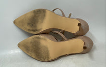 Load image into Gallery viewer, Nine West Womens Beige Patent Faux Leather High Ankle Strap Pump Heels Size 8.5M
